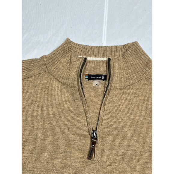 Smartwool Men’s XL Beige Quarter Zip Sweater Polyester Merino Wool Nylon - Picture 4 of 8
